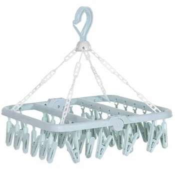 Saliekams piekarināms drēbju žāvētājs, ar 32 drēbju šķipsnām, zils | Folding hanging clothes dryer