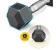 4FIZJO HEX Steel Dumbbell 1 x 2.5 kg, Black