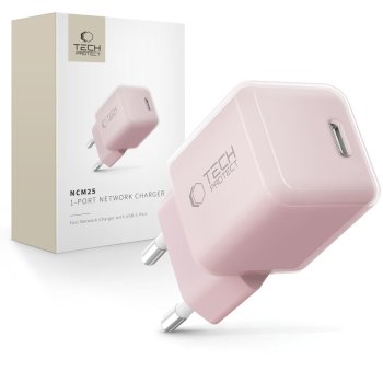 Tech-Protect NCM25 USB-C PD 25W sienas lādētājs – rozā