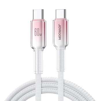 Joyroom S-A42 Crystal-Clear USB-C uz USB-C kabelis 1.2m, Balts