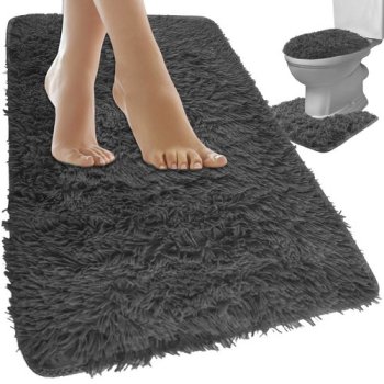 Ruhhy 3-Piece Bathroom Mat Set, Grey