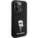 Karl Lagerfeld iPhone 15 Pro vāciņš Silicone Ikonik Metal Pin, melns