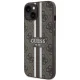 Guess iPhone 14 Plus vāciņš 4G Printed Stripes MagSafe, brūns