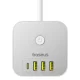 Baseus PowerCombo 7 in 1 Power Strip Cube, 3 AC + 3 x USB-A + 1 x USB-C, 20W, 1.5m, White | Удлинитель...