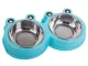 Double Pet Bowl for Dogs and Cats 2 x 0.3L, Blue