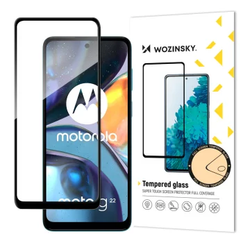Aizsargstikls Wozinsky Full Glue tālrunim Motorola Moto G22, 9H, melns