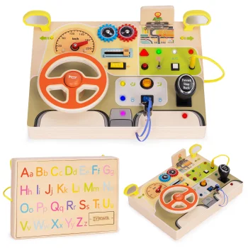 Деревянная сенсорная развивающая доска Ecotoys с LED, Автомобиль, 14...