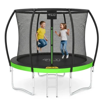 4Fizjo PRO Dārza batuts bērniem ar drošības tīklu, 252 cm (8FT), zaļš/melns