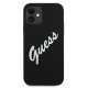 Guess iPhone 12 mini vāciņš Silicone Vintage Script, melnbalts
