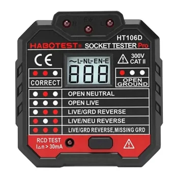 Тестер розеток Habotest HT106D с цифровым LCD дисплеем