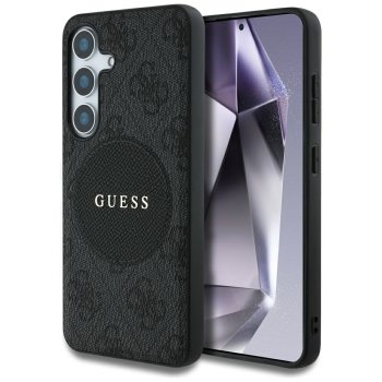 Guess 4G Round Patch Classic Logo MagSafe vāciņš Samsung Galaxy S25 Plus melns