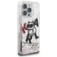 Чехол Karl Lagerfeld Liquid Glitter Choupette Logo для iPhone 16 Pro, прозрачный