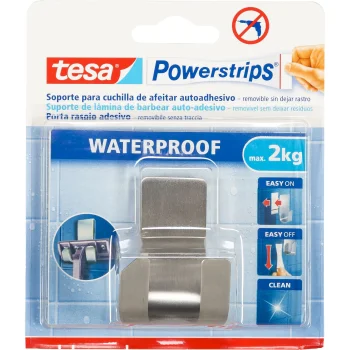 Tesa Powerstrips Waterproof Razor Holder 59709, Stainless Steel