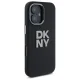 DKNY iPhone 16 vāciņš Liquid Silicone Metal Logo, melns