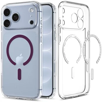 Spigen Ultra Hybrid Mag MagSafe ümbris iPhone 18 Pro Max / 17 Pro Max, läbipaistev ja bordoopunane