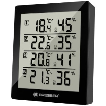 Термометр и гигрометр Bresser Temeo Hygro Quadro черный