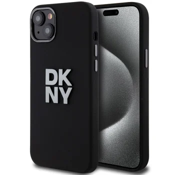 Чехол DKNY для iPhone 15 Plus HC Silicone w Stack Metal Logo, черный