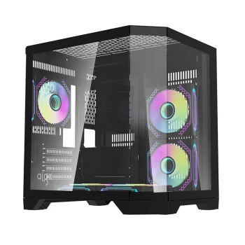 Darkflash FT350 datora korpuss ar 5 aRGB ventilatoriem, melns