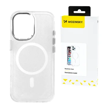 Чехол Wozinsky Glitter Case MagSafe для Samsung Galaxy S24 FE, прозрачный с блестками