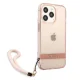 Чехол Guess Translucent Stap для iPhone 13 Pro Max с ремешком на руку, розовый