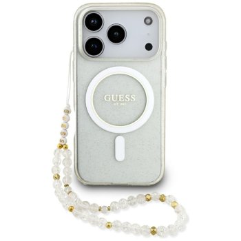 Guess IML Glitter Pearl Strap MagSafe maciņš iPhone 17 Pro — caurspīdīgs | Phone Case Cover