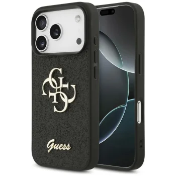 Чехол Guess Fixed Glitter Big 4G для iPhone 17 Pro / 18 Pro, черный