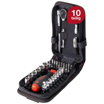 Wiha 1/4" Socket and Bit Set with Ratchet, 40 Pieces