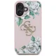 Чехол Guess Grained Roses Big 4G logo для iPhone 16 6.1\", розовый