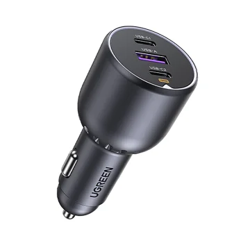 Автомобильное зарядное устройство Ugreen EC705 130 Вт 2x USB-C 1x USB-A - серый