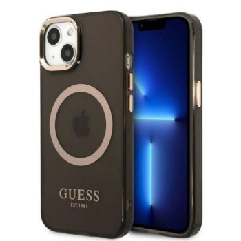 Guess Gold Outline Translucent MagSafe vāciņš iPhone 13 - Melns