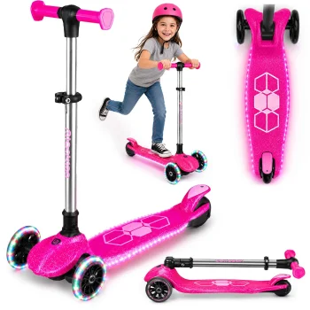 Трехколесный балансировочный самокат для детей Ricokids Jelly с LED,...
