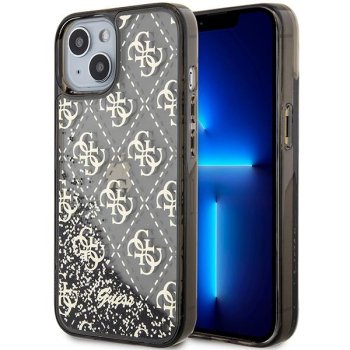 Apple iPhone 14 6.1" Guess Liquid Glitter 4G Transculent Case Cover, Black