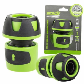 Ātrais dārza šļūtenes savienotājs 3/4 collas DIVO, zaļš un melns