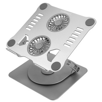 Hismart Aluminum Tablet Cooling Stand with 2 Fans Silver