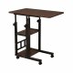 Mobile Adjustable Laptop Desk with Shelves, Dark Wood
