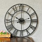Large Metal Wall Retro Clock with Roman Numerals, Black, 47.5 cm