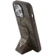 Guess iPhone 15 Pro vāciņš Grip Stand 4G Triangle Strass, brūns