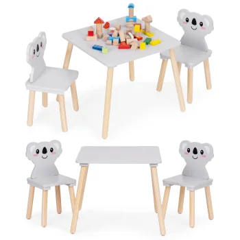 Ecotoys 6163 bērnu mēbeļu komplekts: galds un 2 krēsli Koala