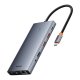 Концентратор 13in1 Baseus PortalJoy USB-C to HDMI+DP+VGA+C+USB+PD+RJ45+SD/TF+3.5mm (серый)