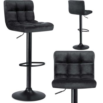 Sofotel Monro Upholstered Bar Stool with Backrest, Black