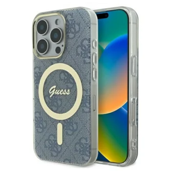 Чехол Guess для iPhone 16 Pro Max IML 4G MagSafe, синий