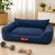 Soft Corduroy Dog and Cat Bed with Non-Slip Bottom, Blue, Size L (84x65 cm)