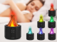 USB gaisa mitrinātājs un aromadifuzors ar RGB LED liesmas efektu, melns