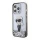 Karl Lagerfeld iPhone 15 Pro vāciņš Liquid Glitter Ikonik, caurspīdīgs