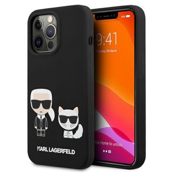 Apple iPhone 13 Pro 6.1'' Karl Lagerfeld Silicone Karl & Choupette Case Cover (KLHCP13LSSKCK), Black