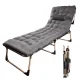 LUARO Folding Camping Bed 193 cm with Mattress and Pillow, Light Grey