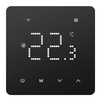 Tuya programmējams Wi-Fi termostats elektriskajai apsildei 16A, melns