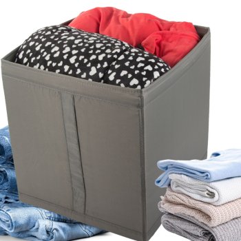 Большой органайзер для хранения одежды и вещей 31x34x33 см, серый