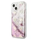Guess iPhone 13 mini vāciņš Peony Liquid Glitter, rozā