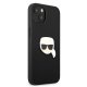 Karl Lagerfeld iPhone 13 mini vāciņš Leather Ikonik Karl\'s Head, melns